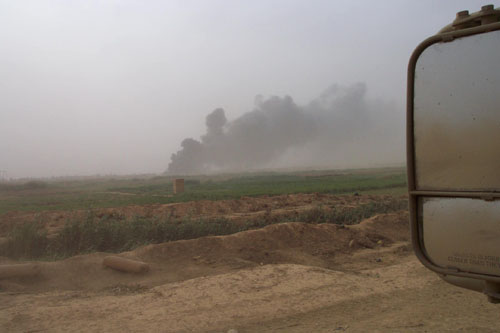 043 - Approaching Saddam City, Black smoke filled the sky